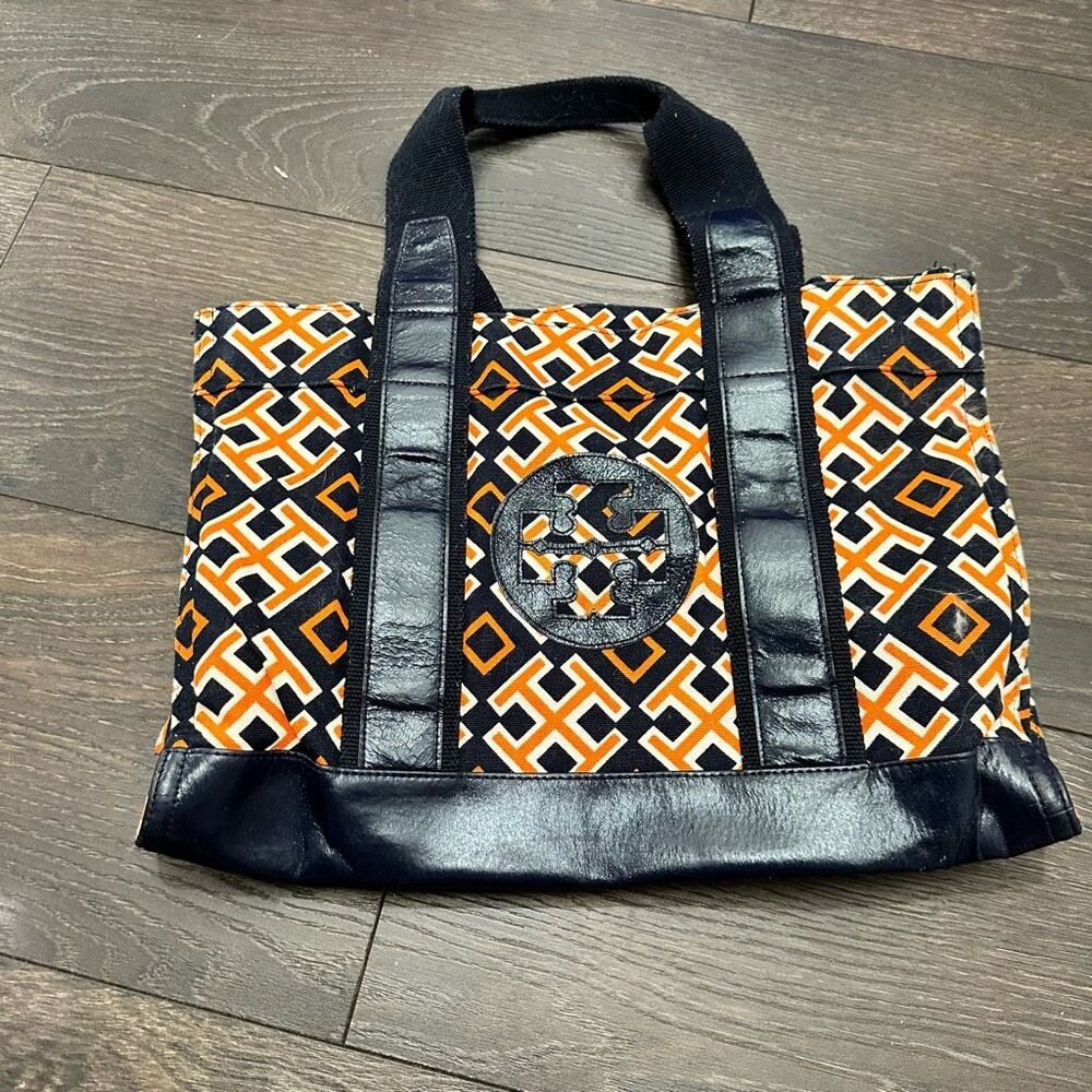Tory Burch Black and Orange Tote Bag